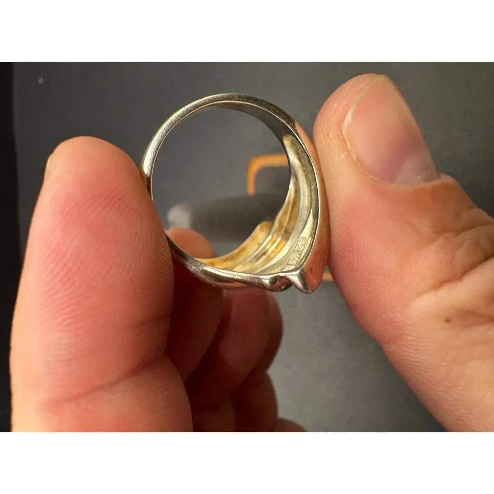 Vintage NF Thailand 925 Sterling Silver Modernist Wavy Swirl Ring Size 12